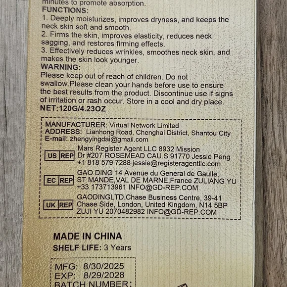 Neck Firming Cream with Roller for Crêpe Skin Anti-Aging with Peptide Collagen - Picture 5 of 6